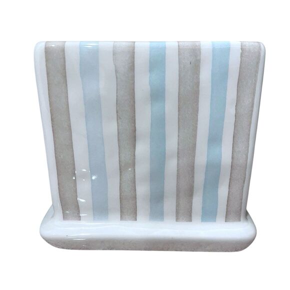 Vtg Rae Dunn Prince Crown FTD Gray/Blue Striped Planter - Baby Boy Nursery Decor - Picture 2 of 8